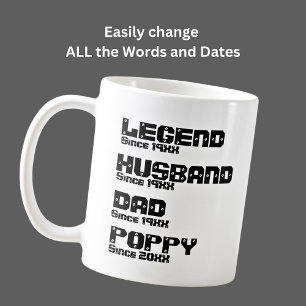 Ändern Sie ALLE Name Datum Jahr Legende Husband Va Kaffeetasse