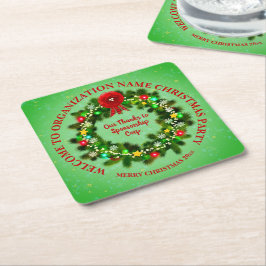 Ändern Sie ALLE Text Organisation Weihnachts-Party Rechteckiger Pappuntersetzer