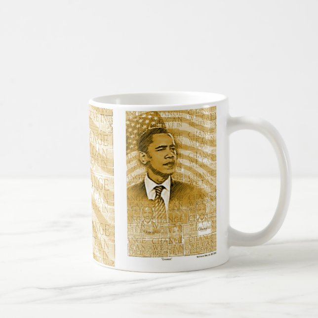 "Ändern Sie" Barack Obama GoldTasse Kaffeetasse (Rechts)