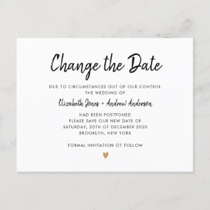 Ändern Sie das Date Script Simple Champagne Gold H Ankündigungspostkarte