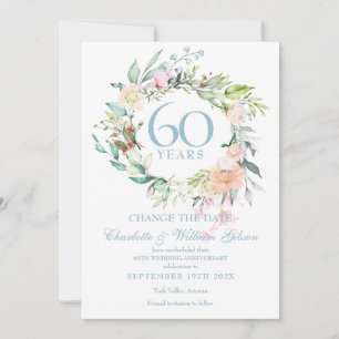 Ändern Sie das Datum 60. Jubiläum Rosen Girlande Einladung
