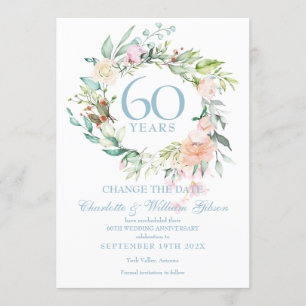 Ändern Sie das Datum 60. Jubiläum Rosen Girlande Einladung
