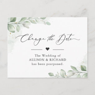 Ändern Sie das Datum Chic Greenery Eucalyptus Vers Postkarte