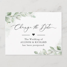 Ändern Sie das Datum Chic Greenery Eukalyptus vers Postkarte