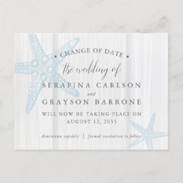 Ändern Sie das Datum der Hochzeit von Starfish Rus Ankündigungspostkarte