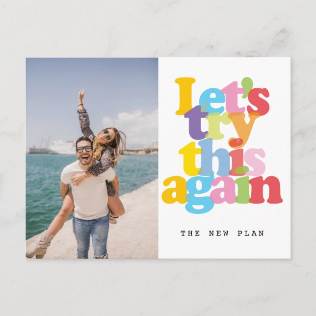 Ändern Sie das Datum des verzögerten Ereignisses f Ankündigungspostkarte (Vorderseite)