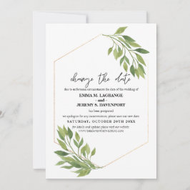 Ändern Sie das Datum Hochzeit Grüne und Gold Rahme Save The Date