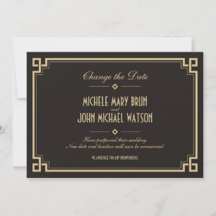 Ändern Sie das Datum Retro Frame Art Deco Dark Car Save The Date