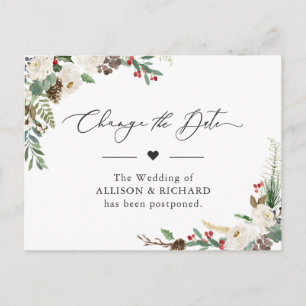 Ändern Sie das Datum Rustikale Winterflora verscho Postkarte