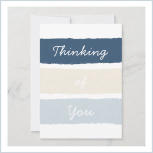 Ändern Sie das Denken Sie Blue Ecru Paint Stripes Feiertagskarte