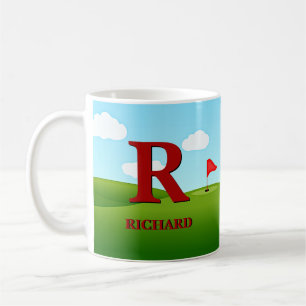 Ändern Sie den Anfangsnamen O P Q R S T Golf Green Kaffeetasse