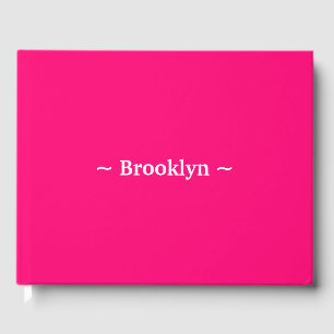 Ändern Sie den Namen Text weiß fuchsia pink Gästebuch