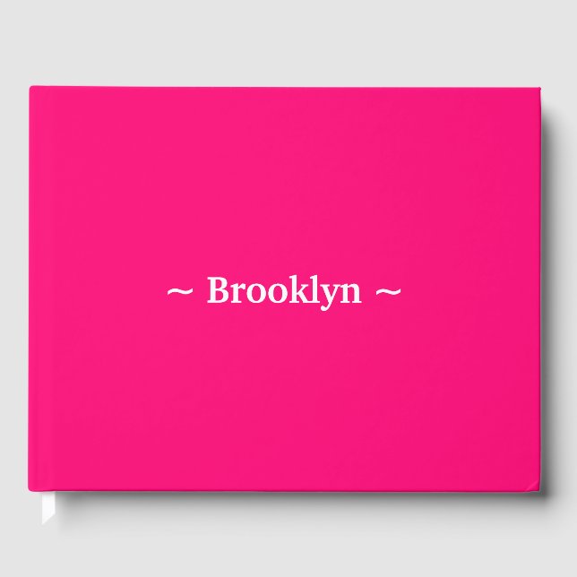 Ändern Sie den Namen Text weiß fuchsia pink Gästebuch (Vorderseite)