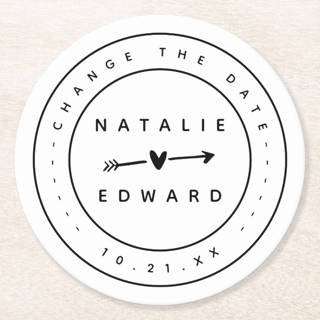 Ändern Sie den Plan Hochzeitsstornierung Verschieb Runder Pappuntersetzer (Vorderseite)