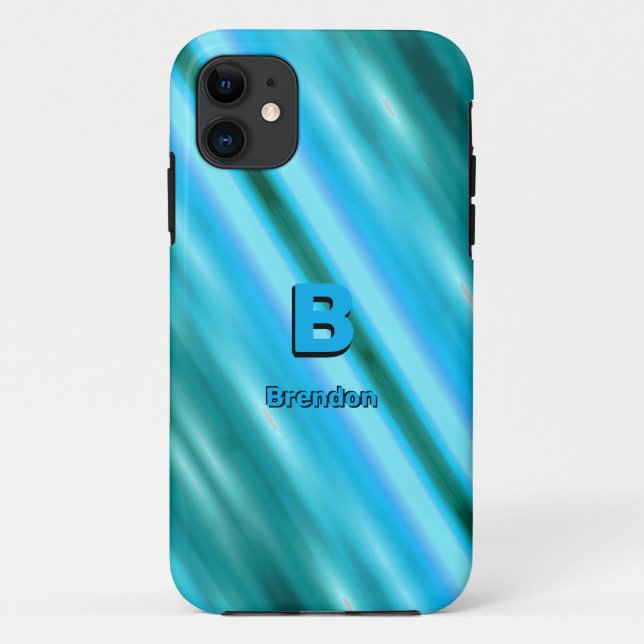 Ändern Sie die anfänglichen blauen Diagonalstreife Case-Mate iPhone Hülle (Rückseite)