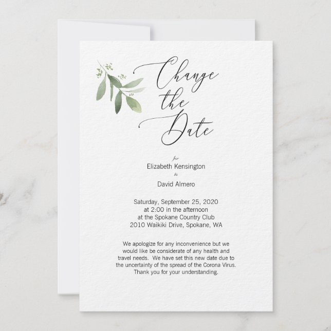 Ändern Sie die Datumskarte - Corona-Viruskarte Einladung (Vorderseite)