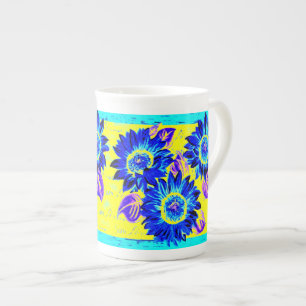 Ändern Sie die Farbe Wacky Sonnenblumen Prozellantasse