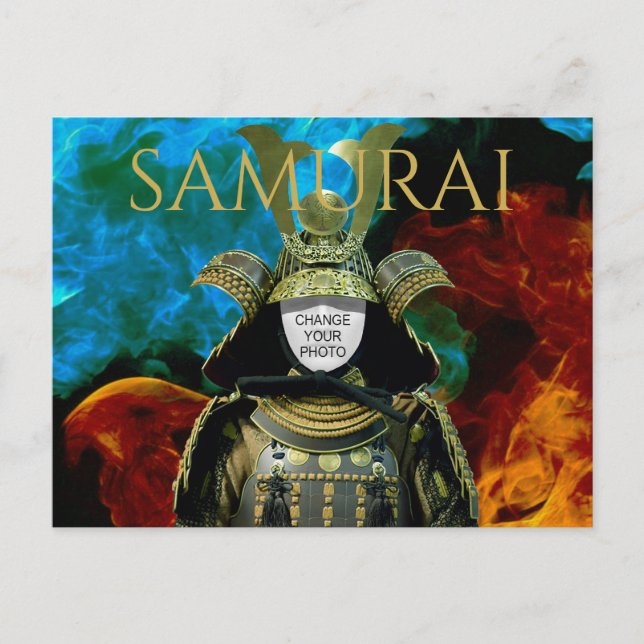 Ändern Sie Ihr Foto, Samurai Helmet Postkarte (Vorderseite)