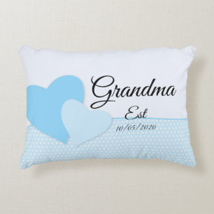 Ändern Sie jeden Text Oma est Großmutter Baby Blue Dekokissen