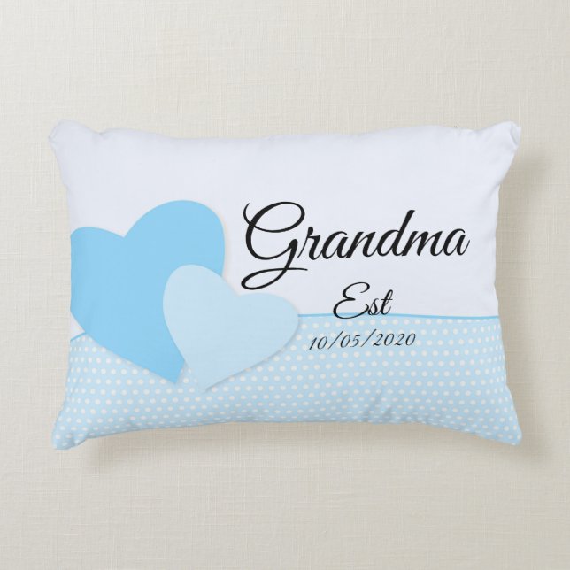 Ändern Sie jeden Text Oma est Großmutter Baby Blue Dekokissen (Vorderseite)
