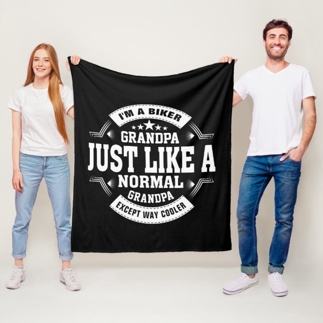 Ändern Sie Opa Name und etwas Text Biker Großvater Fleecedecke (Beispiel)