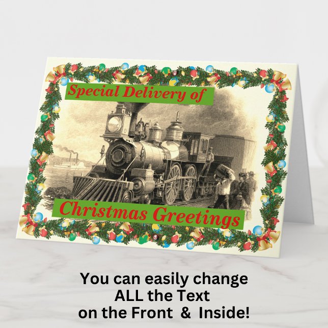 Ändern Sie Text Namen hinzufügen Dampfzug Train Gl Karte (Von Creator hochgeladen)