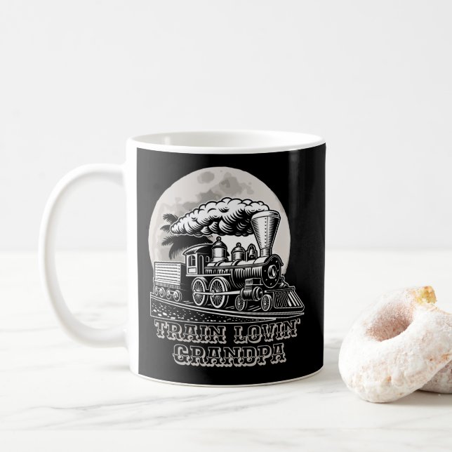 Ändern Text Vintagen Dampfzug Train Lovin' Großvat Kaffeetasse (Mit Donut)