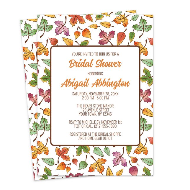Ändern von Blätter Fall Brautparty Einladung (Changing Leaves Fall Bridal Shower Invitations from Artistically Invited on Zazzle.)