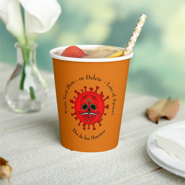 Ändern von Text Dia de los Muertos Red - Orange Pappbecher (In Situ)
