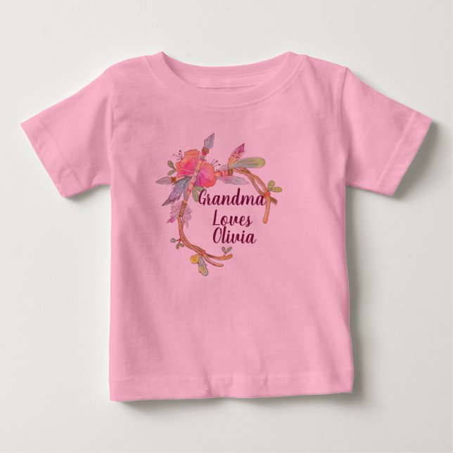 Ändern von Text Großmutter-Lieben Großkind Boho Baby T-shirt (Vorderseite)