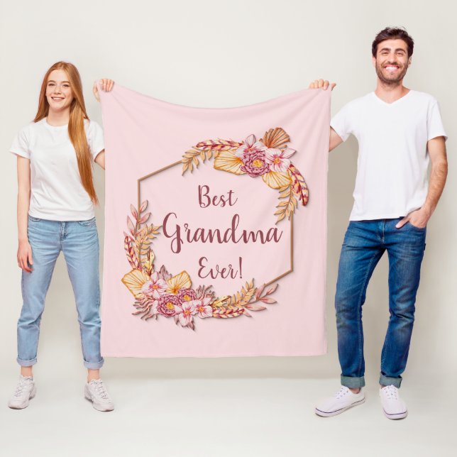 Ändern von Text hinzufügen Name Boho Blume Rahmen  Fleecedecke (Beispiel)
