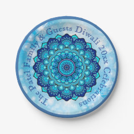 Ändern von Text Matching Diwali Blue 7"-Platte Pappteller