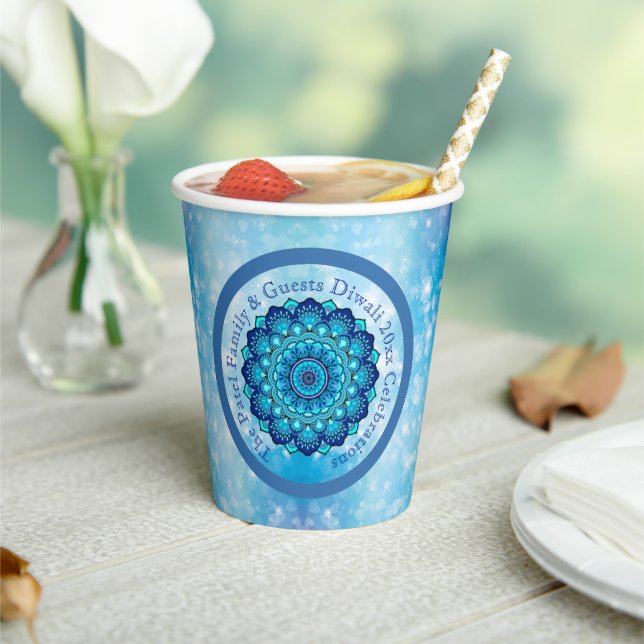 Ändern von Text-Matching Diwali Blue Pappbecher (In Situ)