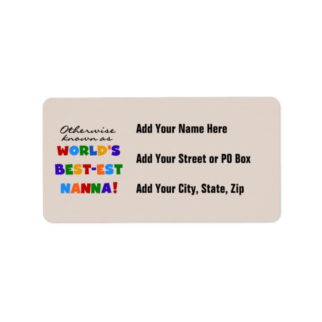 Andernfalls bekannt als Geschenke Gut-est Nanna Adressaufkleber (Vorne)