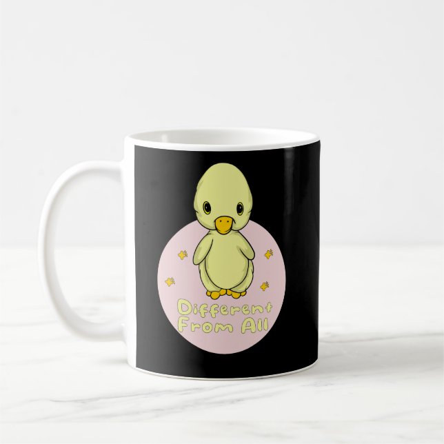 Anders als alle Kawaii Baby Duck Yellow & Pink Kaffeetasse (Links)