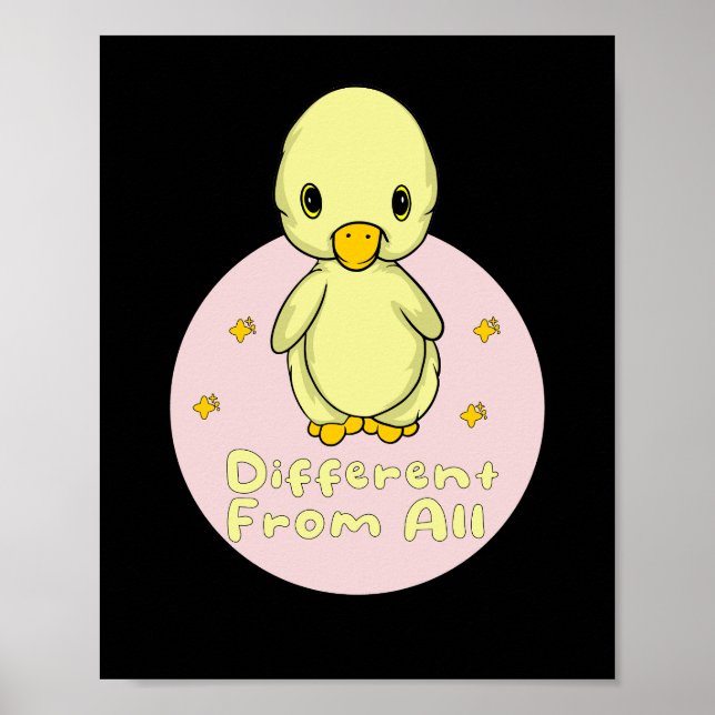 Anders als alle Kawaii Baby Duck Yellow & Pink Poster (Vorne)