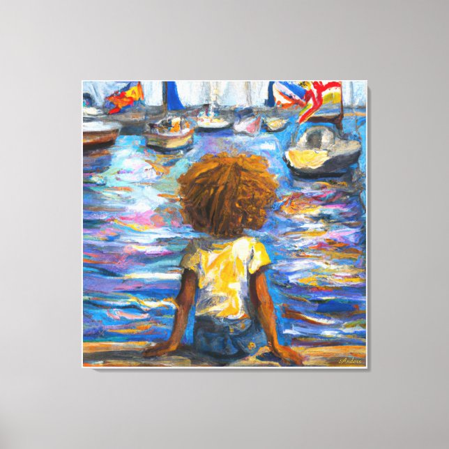 Anders Artistry*Sitzen auf dem Kai der Bucht* Leinwanddruck (Vorderseite)