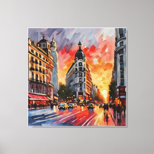 Anders Artistry* Sunset on Grand Via. Madrid, Span Leinwanddruck (Vorderseite)