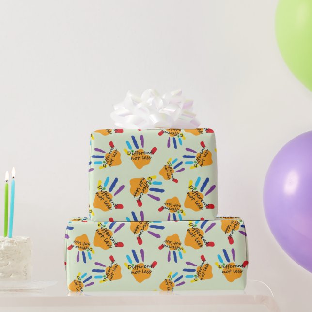 Anders Nicht Weniger Autismus Regenbogen Hände Vie Geschenkpapier (Partygeschenke)