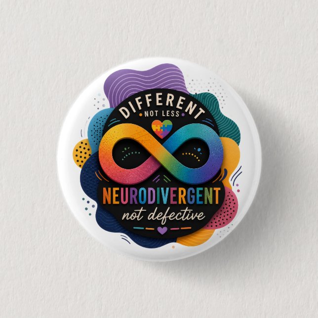 Anders, nicht weniger, neurodivergent, nicht defek button (Vorderseite)