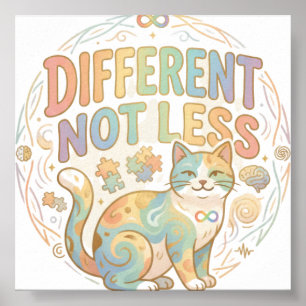 Anders nicht weniger Neurodiversität Katze Autismu Poster