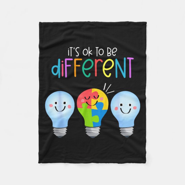 Anders sein Autismus-Bewusstsein Puzzle Glühbirne Fleecedecke (Vorderseite)