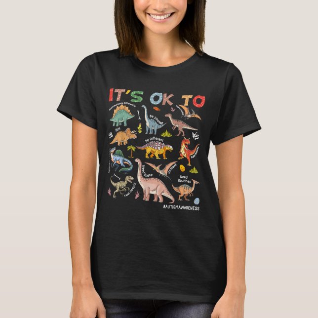 Anders sein Autismus Dinosaurier Autismus-Bewussts T-Shirt (Vorderseite)