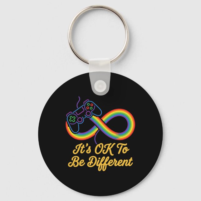Anders sein Autismus Gaming Regenbogen Unendlichke Schlüsselanhänger (Vorderseite)
