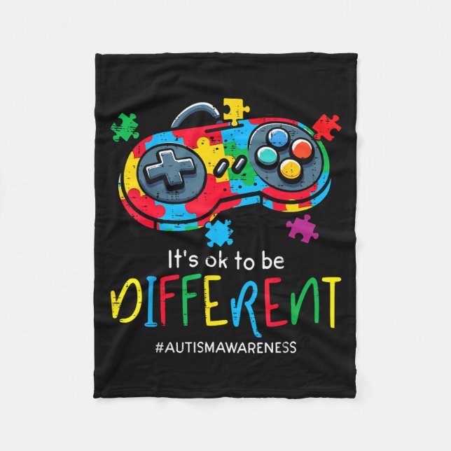 Anders sein Gaming-Controller Autismus Männer Jung Fleecedecke (Vorderseite)