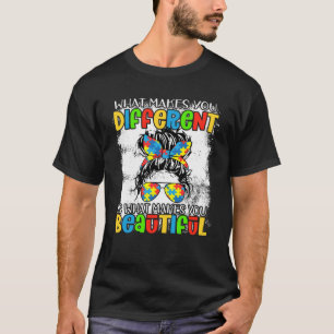 Anders und schöne unordentliche Dutt Mädchen Autis T-Shirt