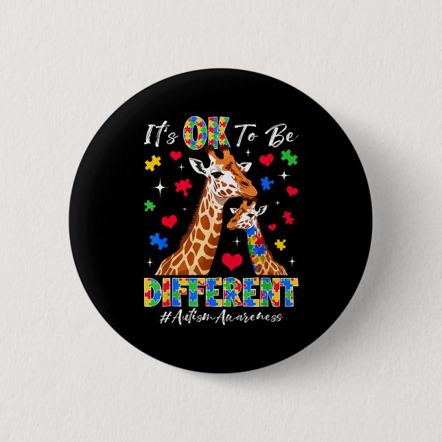 Anders zu sein Autismus-Bewusstsein Giraffen-Puzzl Button (Vorderseite)