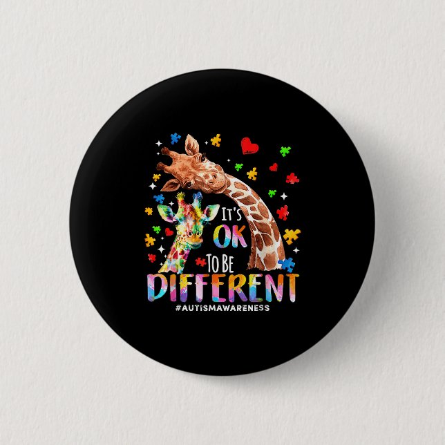 Anders zu sein Autismus Mama Mama süß Giraffe Auti Button (Vorderseite)