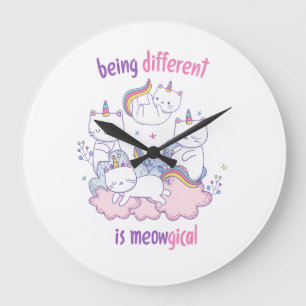 Anders zu sein ist meowgisch Lustige Einhorn-Katze Große Wanduhr