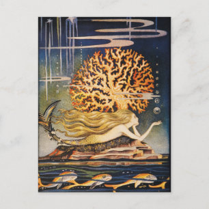 Andersen: Little Mermaid Zeichnend Postkarte